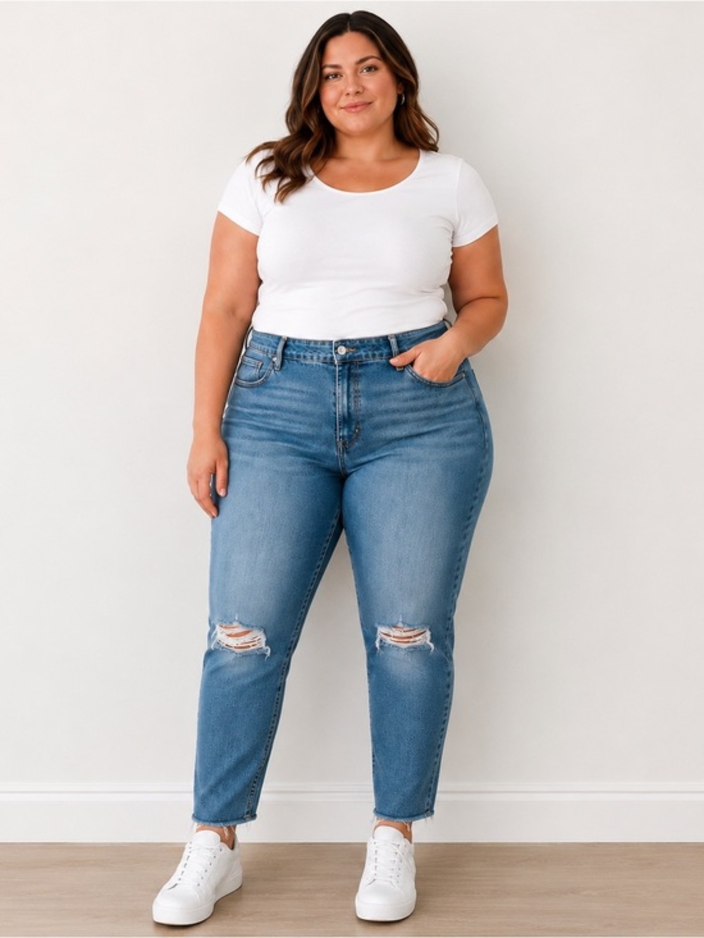 NWT Signature by Levi Strauss Plus Size 28 High Rise Distressed Skinny Jeans